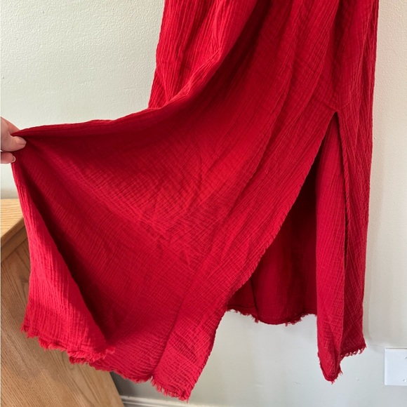 Red Carter Julia One Shoulder Gauze Maxi Dress Cover Up - Picture 6 of 9